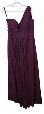 Bill Levkoff Eggplant Purple One Shoulder Bridesmaid Prom Evening Maxi Gown